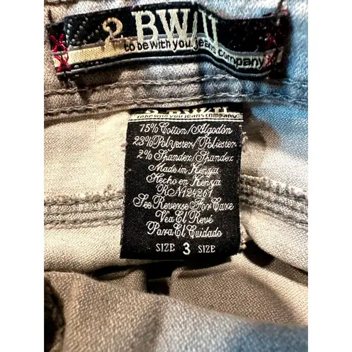 2BWYU Size 3 Gray Skinny Jeans X Embroidered Pockets Y2K Festival Denim Revival