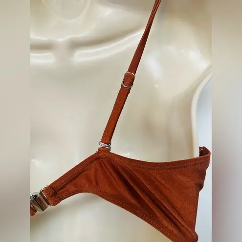Commense metal Detail Brown One Piece Swim Suit Size L NWT! Size L