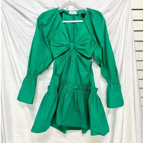 A.L.C. Alexa Long Sleeve Cutout Ruffle Tiered Pleated Cotton-Poplin Mini Dress 00