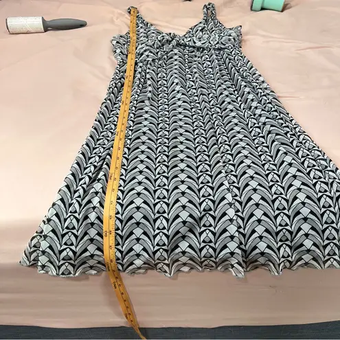 Mixit Mesh Black White Geometric Print Layered Front Sleeveless V-Neck Dress L