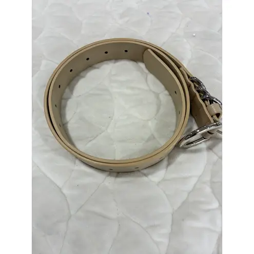 Womens Beige Belt with Triple Ring Buckle Fashion Accessory Tan