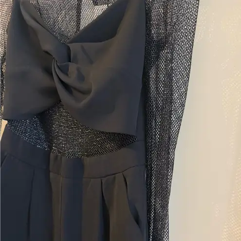 ZARA NWT  Black Mesh Sparkly Trim Contrast Jumpsuit
Sheer Twist Front Size M