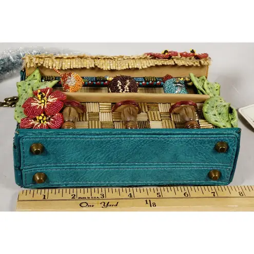 Mary Frances Tiki Bar Beaded Crossbody Handbag Purse Novelty NEW with Bag!! Blue