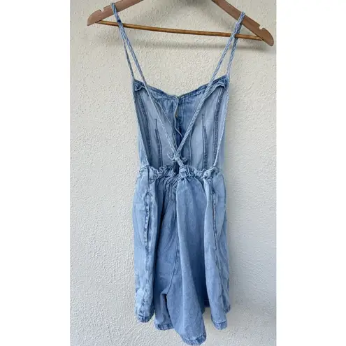 Free People  We The Free Memphis Denim Romper Women’s XS Blue Pockets Festival