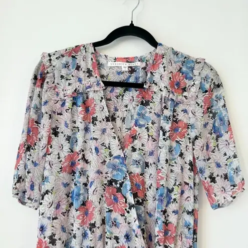 Veronica Beard Dakota Ruched Floral Print Silk Dress Size 4