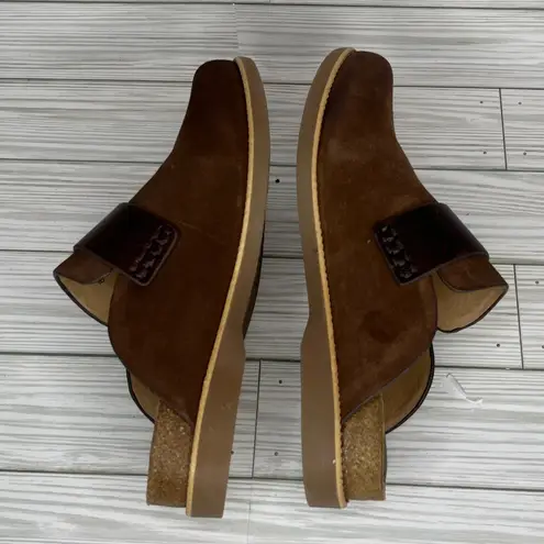 Sofft Women's Sz 8 Brown Suede Leather Buckle Clogs Mules Slip