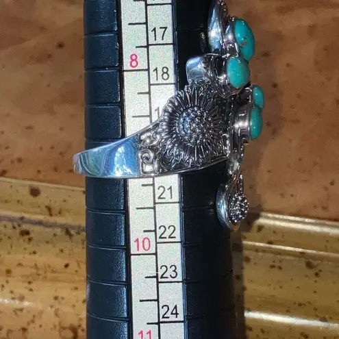 Sierra Nevada Turquoise Sterling Silver Butterfly Sunflower Ring Size 9 Blue