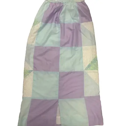 Vintage 60/70s MCM Midge Grant Patchwork Maxi Skirt Pastel Boho Cottage Fairy Size 10