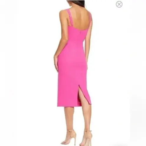 Dress the Population Dress‎ The Population Eve Twist Front Midi Sheath Dress NWT Medium Fuchsia Pink