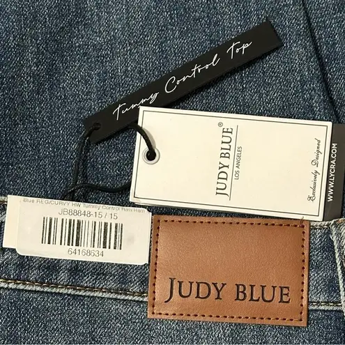 Judy Blue Women’s Size 32 15 High Waist Tummy Cut Raw Hem Straight Leg Jeans