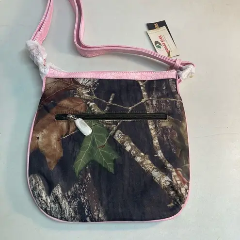 Mossy Oak Womens Crossbody Shoulder Bag Camo Pink & Brown Studded Cross NEW