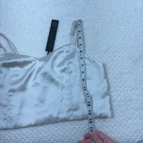 House of Harlow 1960 White Silky Stretch Back Cropped Cami Tank Top Large L NWT