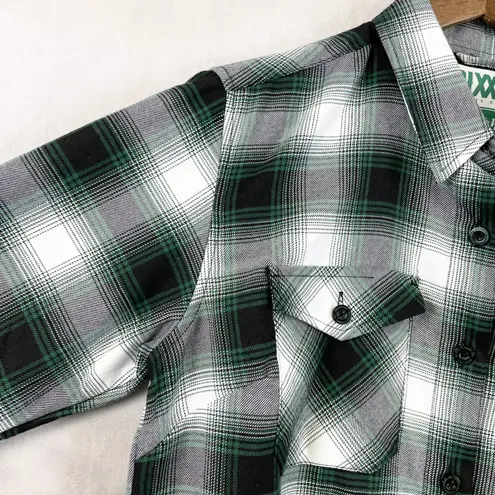 Dixxon Womens Flannel Top Large Callahan Plaid Street Grunge Heritage Overshirt Green