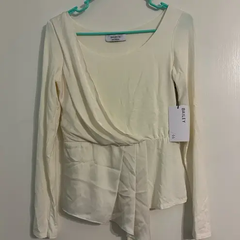 Bailey 44 Cream Asymmetrical Wrap Blouse