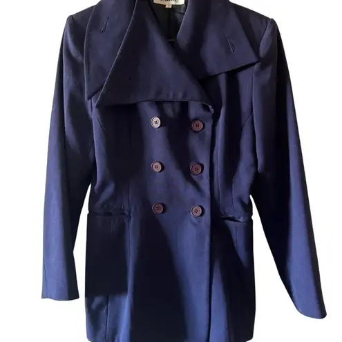 Chloé Chloe Navy Wool Peacoat – Double-Breasted Classic Tailored Jacket, Size M