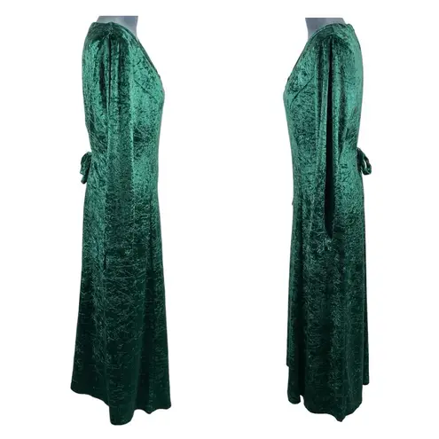 VTG Crushed Velvet Maxi Dress Sz 12 Emerald Green V