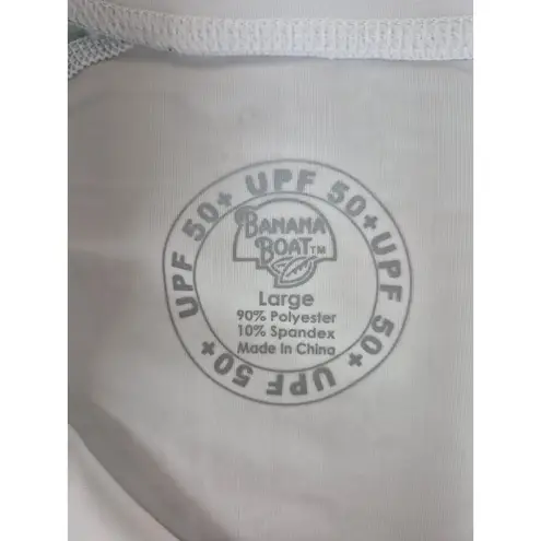 Banana Boat UPF 50+ Swim/ Sun Shirt Zipper Neck Poly/Spandex Sz L White Size L