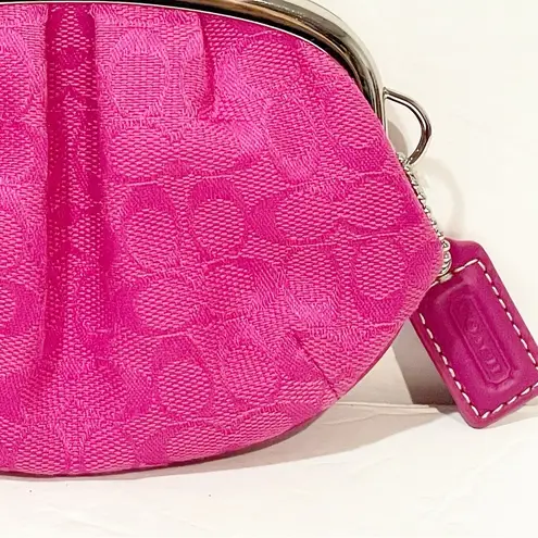 Coach  Mini Signature Kisslock Frame Pouch Coin Purse Pink w/ Hang Tag