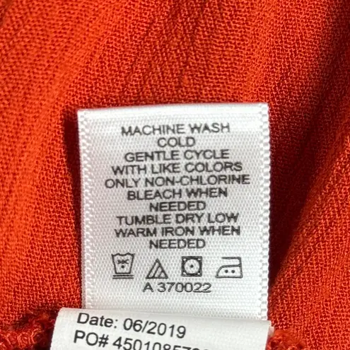 Haute Hippie Rena Blouse Embroidered Peasant Eyelet Bell Sleeve Orange Womens XS