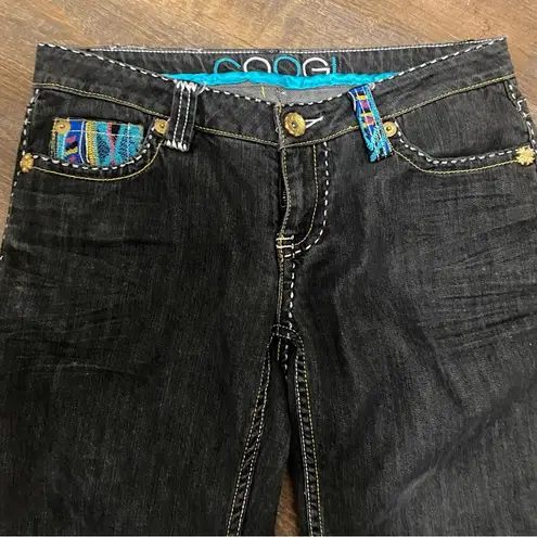 COOGI 101-041747 7/8 25 WASHED BLACK STRAIGHT LEG W/TOP STITCHING&CONTRAST CUFF