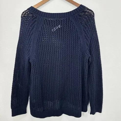 Talbots  Size XL‎ Navy Blue Loose Knit Crewneck Sweater Coastal Casual NWT