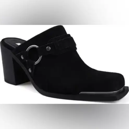 Zigi Bretti Women’s Black Suede Block Heel Mules Size 9 – Western Boho Slip