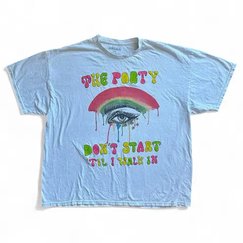 Kesha Colorful Graphic Eye Short Sleeve Tee Size S/M White
