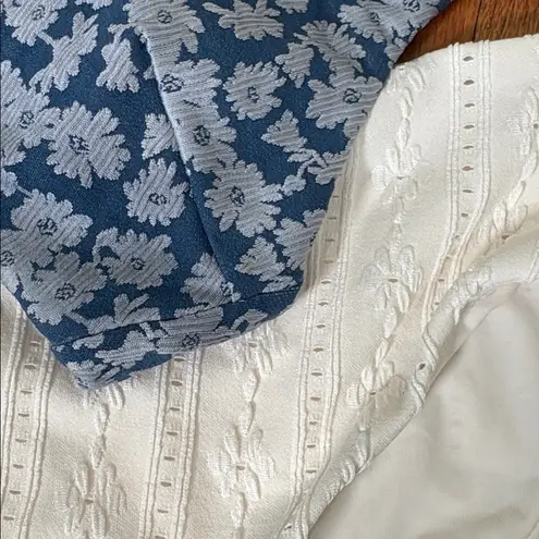 ANDIE Bikini Set Delray Top 90s High Waisted Bottom Bikini blue cream sz XS NWT