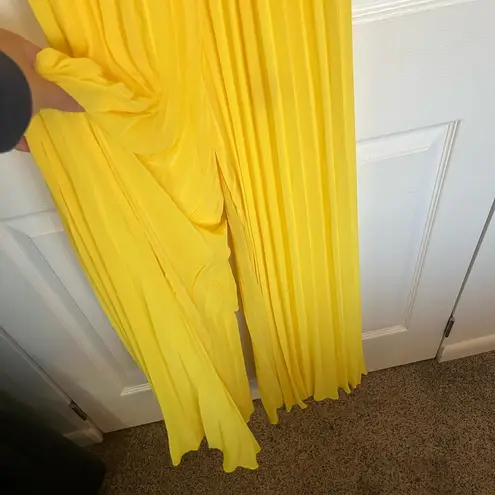 Meghan LA Yellow  Fabulous Wild Orchid Pleat Jumpsuit Size L