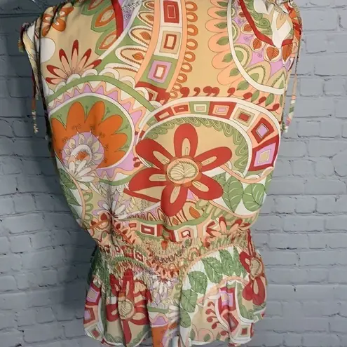 Bisou Bisou Floral Geometric Sleeveless Blouse L