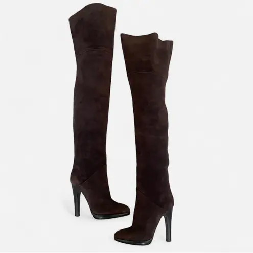 Giuseppe Zanotti Leather Suede Thigh High Stilleto Brown Boots in EU 36 US 6