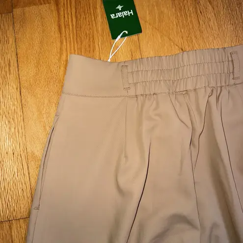 Halara Flex High Waisted Zipper Pocket Shirred Straight Work Pants Beige S NWT