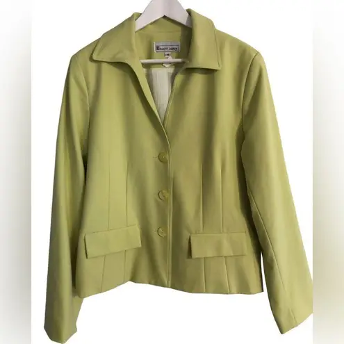 Vintage Elliott Lauren Button Up Blazer Chartreuse Green Lined USA Career Size 4
