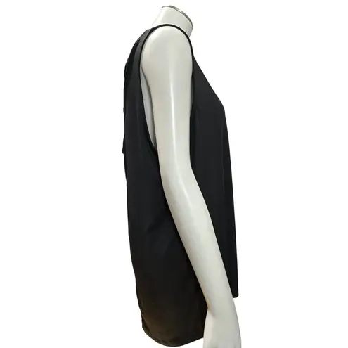 Adrienne Vittadini Sport Black Tank Top LG Stretchy Cross Back Yoga Fitness Top