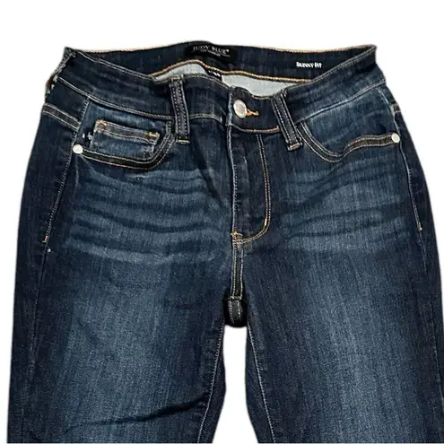 Judy Blue SKINNY FIT STRETCH DARK DENIM RAW HEM JEANS PANTS 25