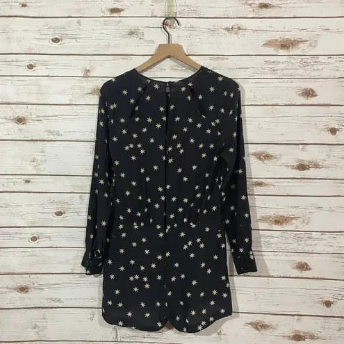 Pam & Gela Long Sleeve Silk Romper - Black & Cream - 0