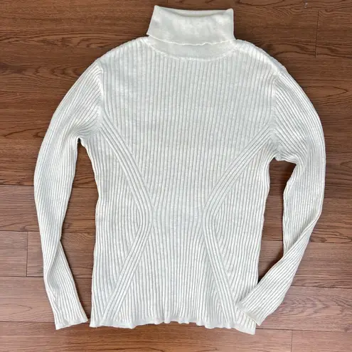 Lane Bryant  Long Sleeve Ribbed Knit Turtleneck Size 1X Oatmeal Beige Rayon