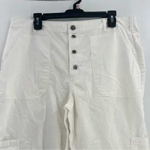 Sundance Jolienne Twill cargo joggers white size 12 relaxed fit exposed buttons