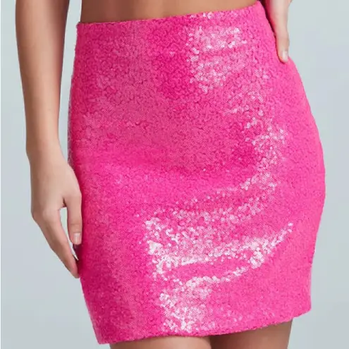 Commando Neon Hot Pink Sequin Bodycon Mini Skirt