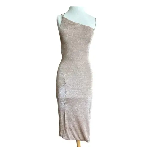 Third Form Heavy Metal Knit Slip Dress in Rose Gold 2 Womens Midi Semi Sheer Pink - Image 5