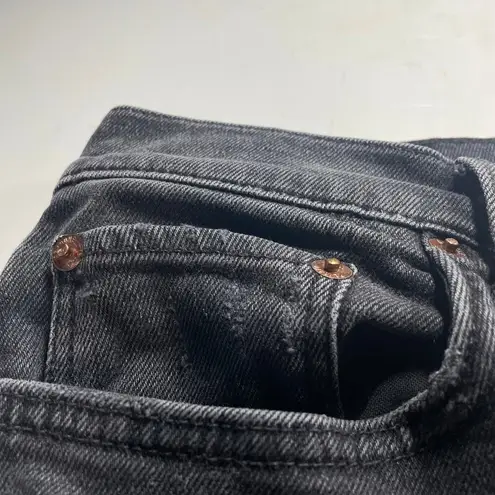 RE/DONE Jeans Womens 30 Black 70s Ultra High Rise Stove Pipe Stretch Button Fly