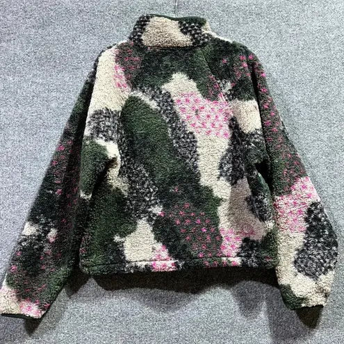 Joy Lab Sherpa Sweatshirt Womens Small Multi Camo Print Half Zip Raglan Sleeve - Image 6