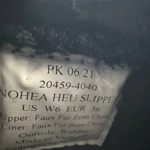 Olukai Nohea Heu Women's Black Faux Fur Moccasin Slippers Comfort Size 6