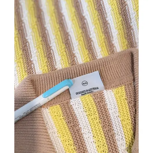 Rue Stiic Womens Dress Yellow Mini Sweater V Neck Striped Short Sleeve Size XS