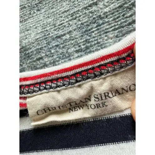 Christian Siriano Red White Very Dark Blue Striped Knot Front Tank Top Size M Red Size M