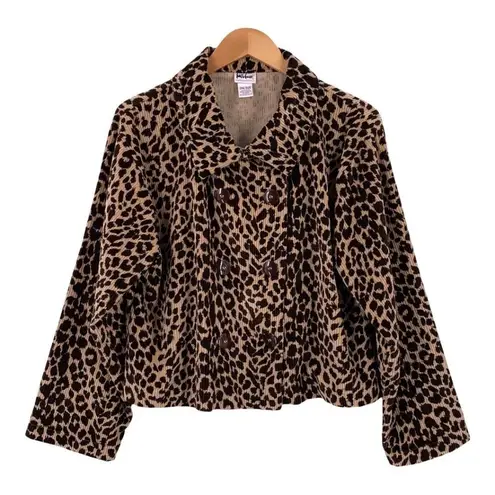Kiko Leopard Corduroy Double Breasted Jacket One Size Brown Size undefined