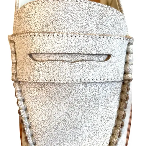 EUC Dolce Vita Leather Hardi Sling Back Loafers Crackled White Size 6