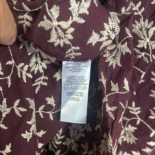 Ann Taylor  Red Button Down Shirt with Mandarin Collar