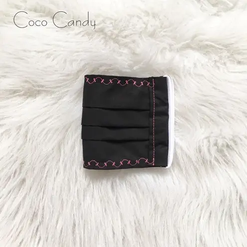 🆕Embroidered Pink Bow Black Fabric Reusable Face Mask