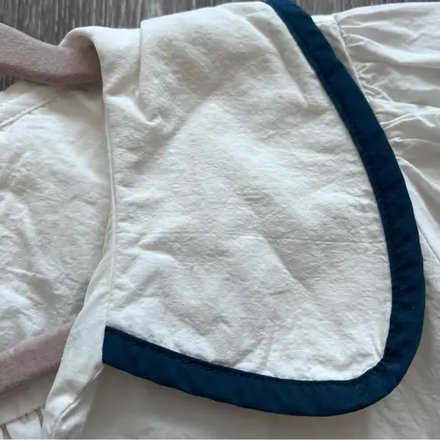 Simple‎ retro pinup style Peter Pan collared blouse white & blue Size XS - Image 3